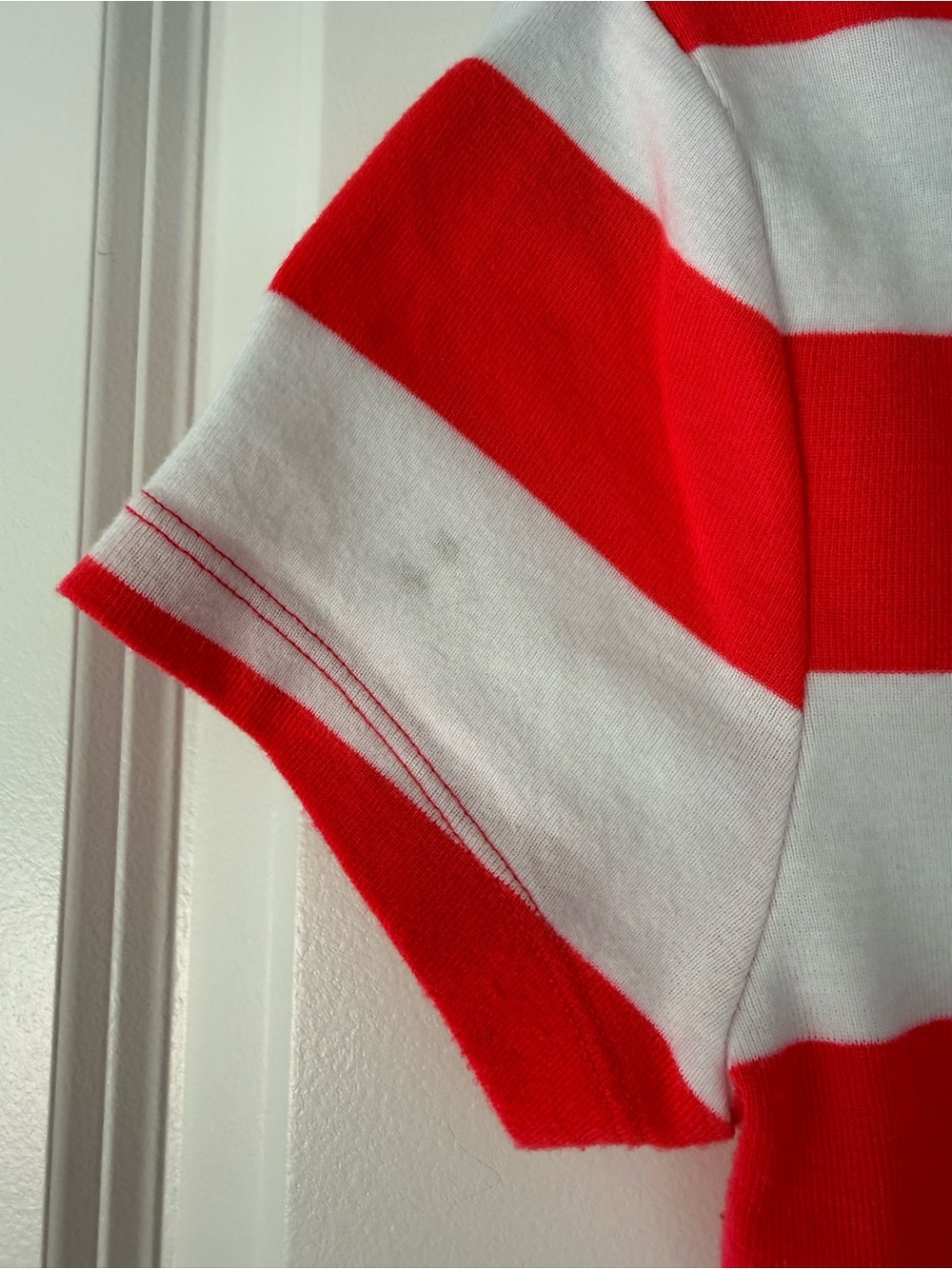 Tommy Hilfiger Red & White Striped V-Neck Tee - Picture 4 of 5